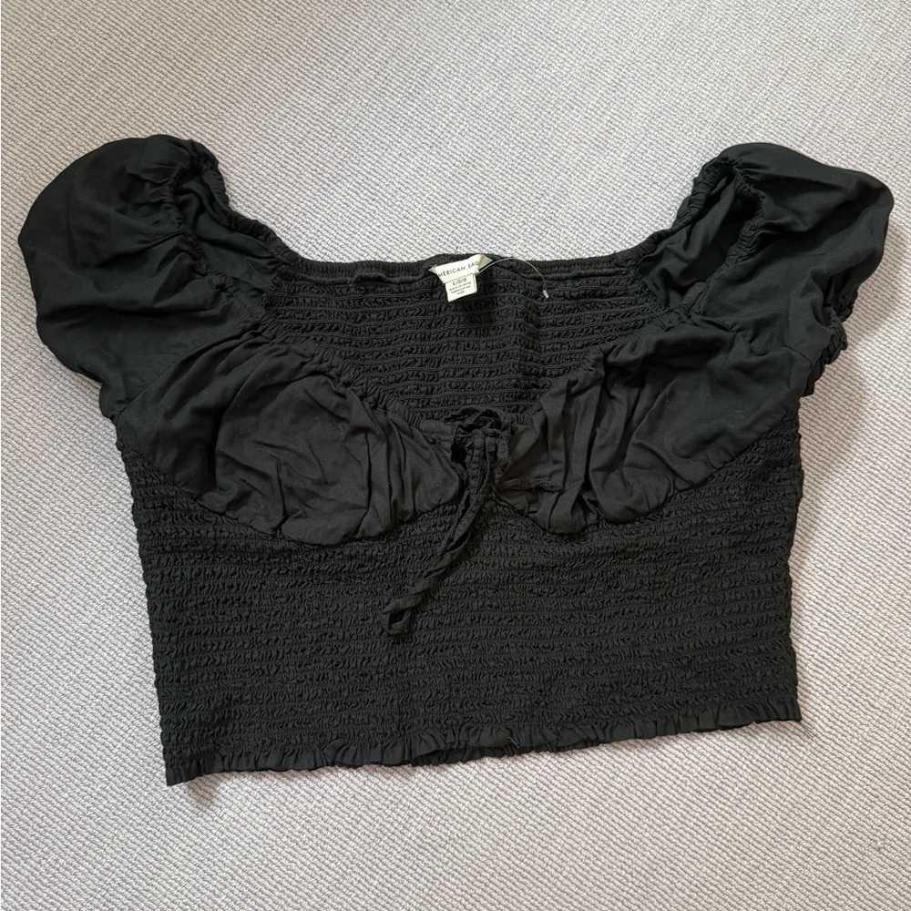 Black Smocked Women's Top
